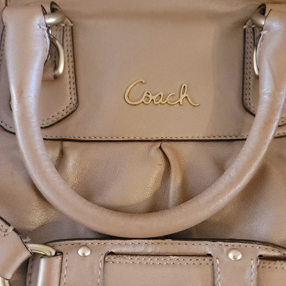 Coach Ashley Leather Ashley Satchel in Champagne